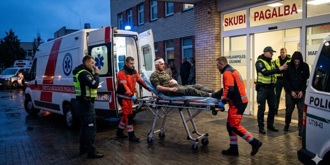 Marijampolės medikų rankose – sužalotas vyras, pareigūnų – du užpuolikai