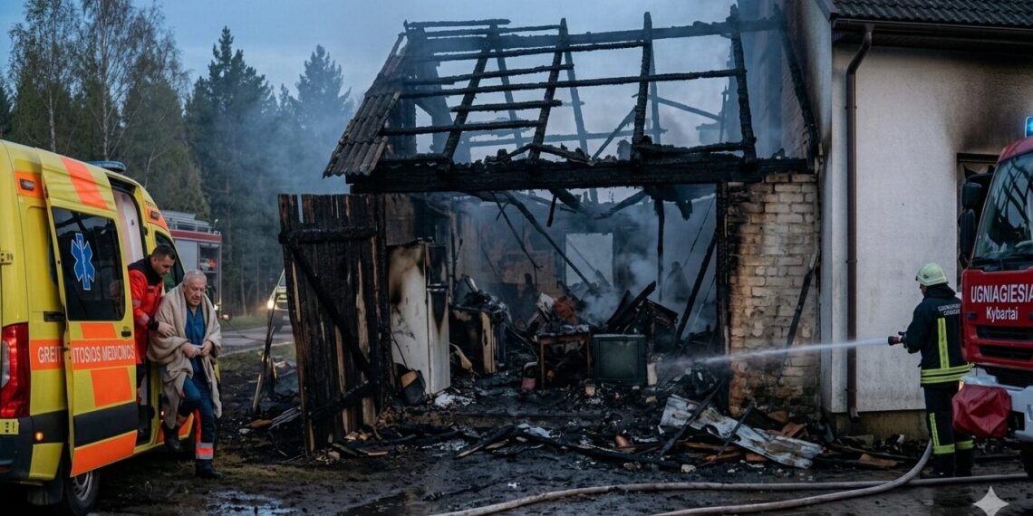 Kybartuose liepsnojo ūkinis pastatas: nuostoliai siekia tūkstančius, nukentėjo žmogus