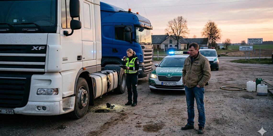 Vagystė Vilkaviškio rajone: „Daf“ ir „Scania“ vairuotojai rytą pasitiko tuščiais bakais