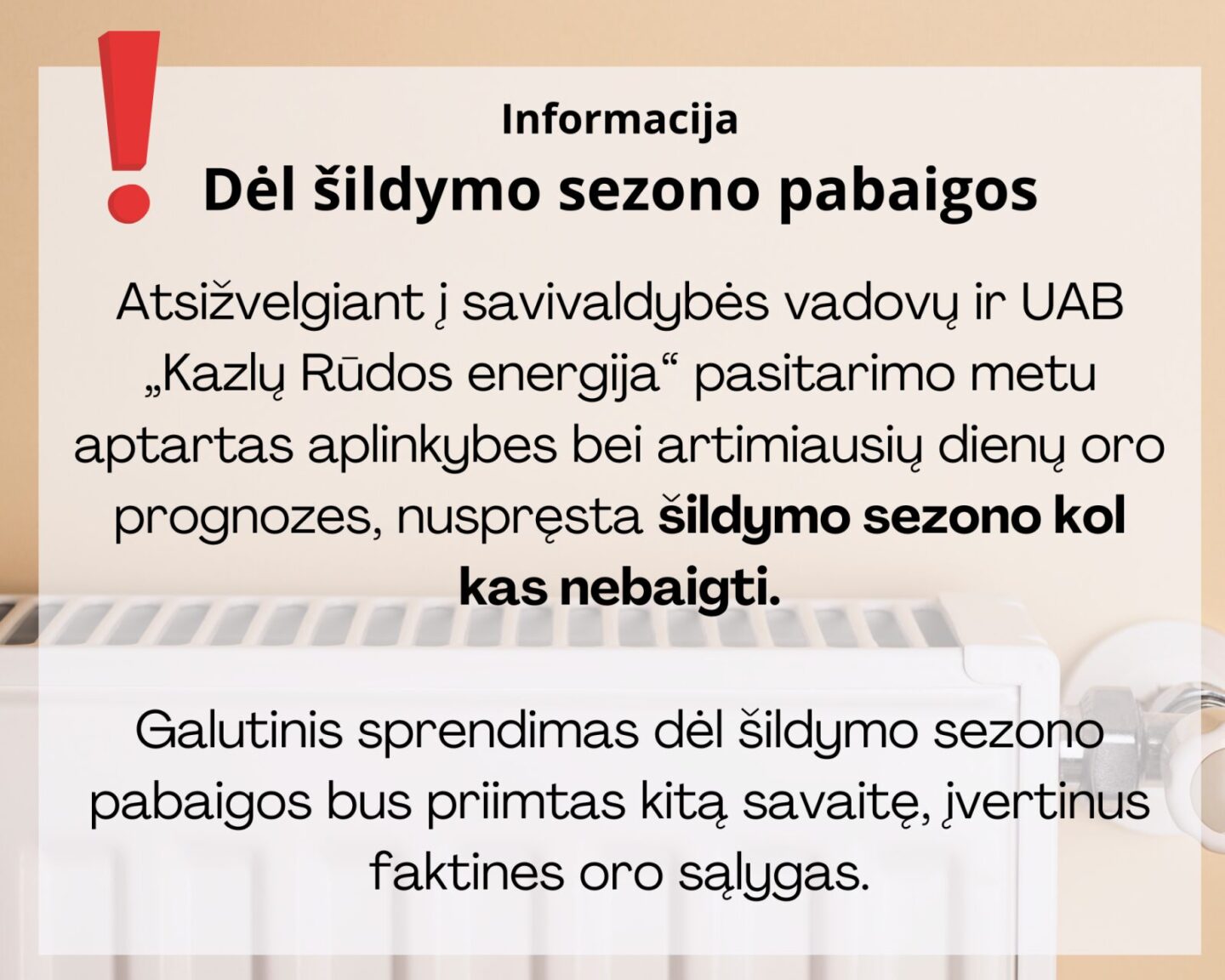 Šildymo sezono atomazga Kazlų Rūdoje – dar ne šiandien: laukiama kitos savaitės