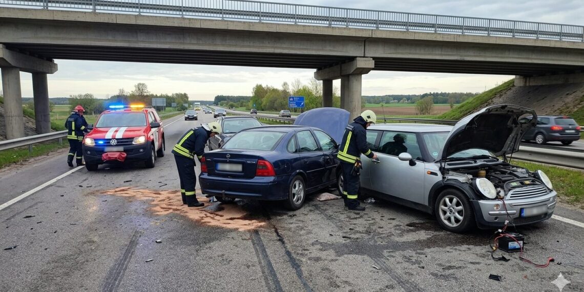 Avarija kelyje A5: po Šunskų viaduku susidūrė trys automobiliai