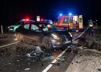 Po susidūrimo su laukiniu gyvūnu kelyje Marijampolė–Kaunas – du keleiviai ligoninėje