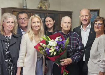 Pasveikintas garbingą 100 metų jubiliejų minintis Kudirkos Naumiesčio seniūnijos gyventojas