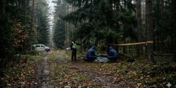 Kraupus radinys miške: rastas vyro kūnas su pjautine žaizda