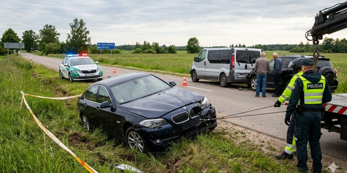 Marijampolės savivaldybėje siautėjo girtas BMW vairuotojas: aplamdė du automobilius, paspruko ir nulėkė nuo kelio