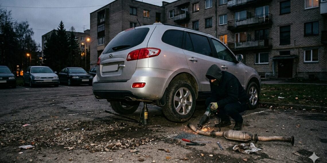 Marijampolėje iš automobilio „Hyundai“ išpjautas katalizatorius