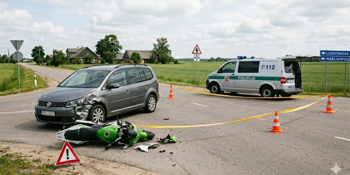 Po susidūrimo su „VW Touran“ motociklininkas pristatytas į ligoninę