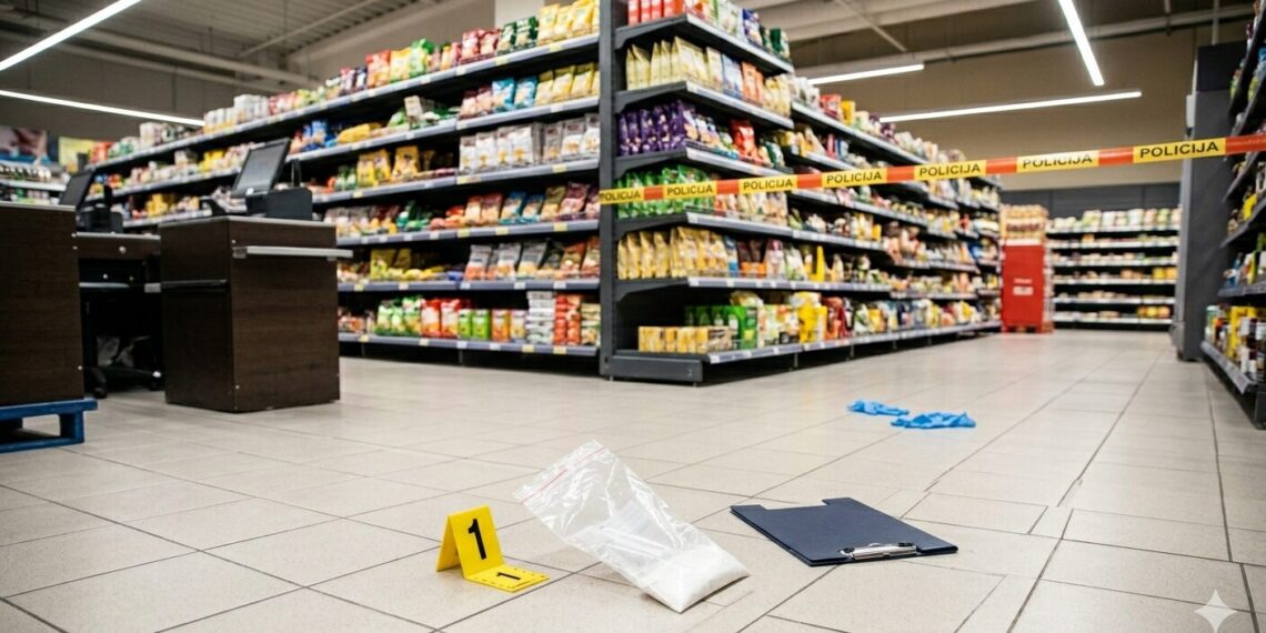 Įtartinas radinys Marijampolėje: prekybos centre palikti šviesios spalvos milteliai