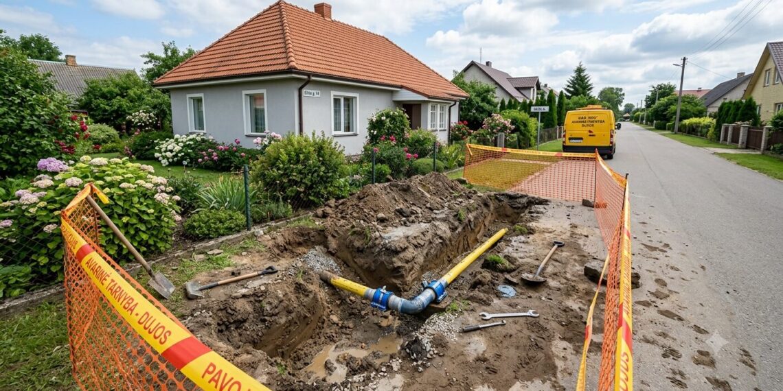 Incidentas Vilkaviškyje: Gėlių gatvėje skubiai sandarintas nutrauktas dujų vamzdis