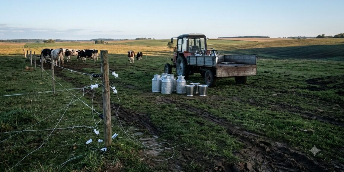 Jusevičiuose iš laukų pavogtas elektrinis piemuo ir melžimo aparatai