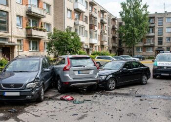 Marijampolėje – girto ir teisės vairuoti neturinčio vyro avarija daugiabučio kieme